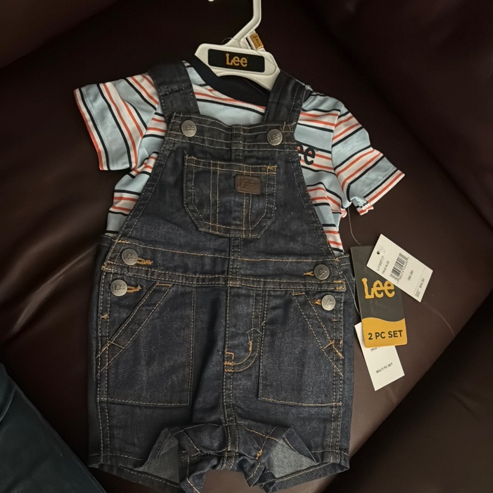 0/3 month Lee Blue Denim Overalls